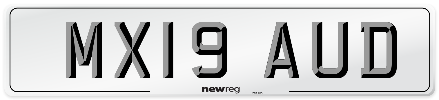 MX19 AUD Number Plate from New Reg